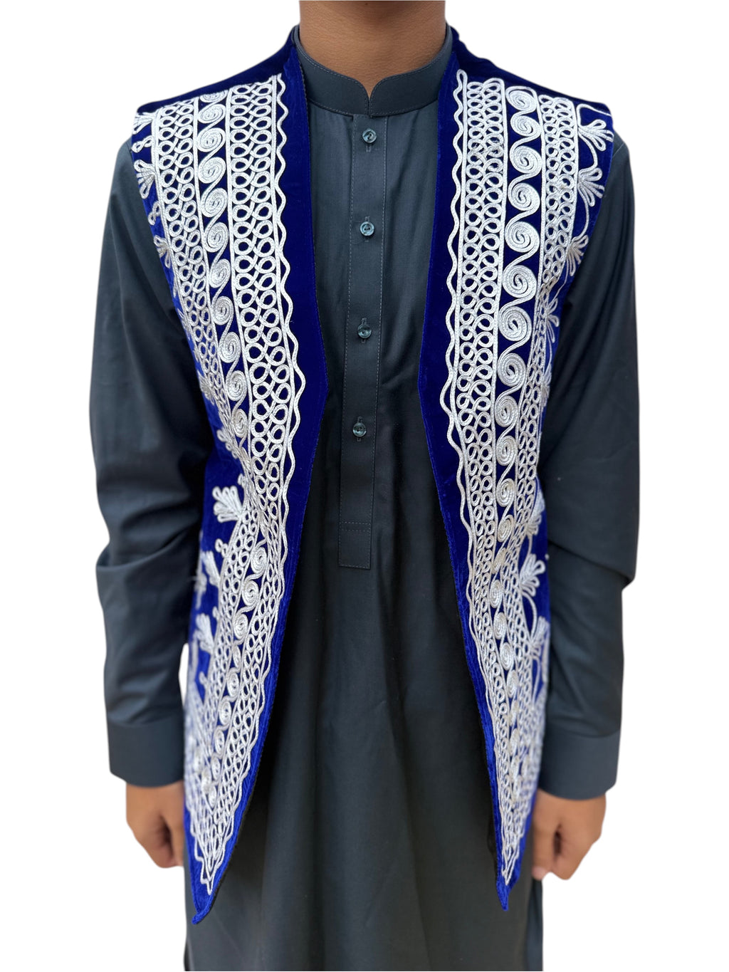 Traditional Afghan Waistcoat - Blue