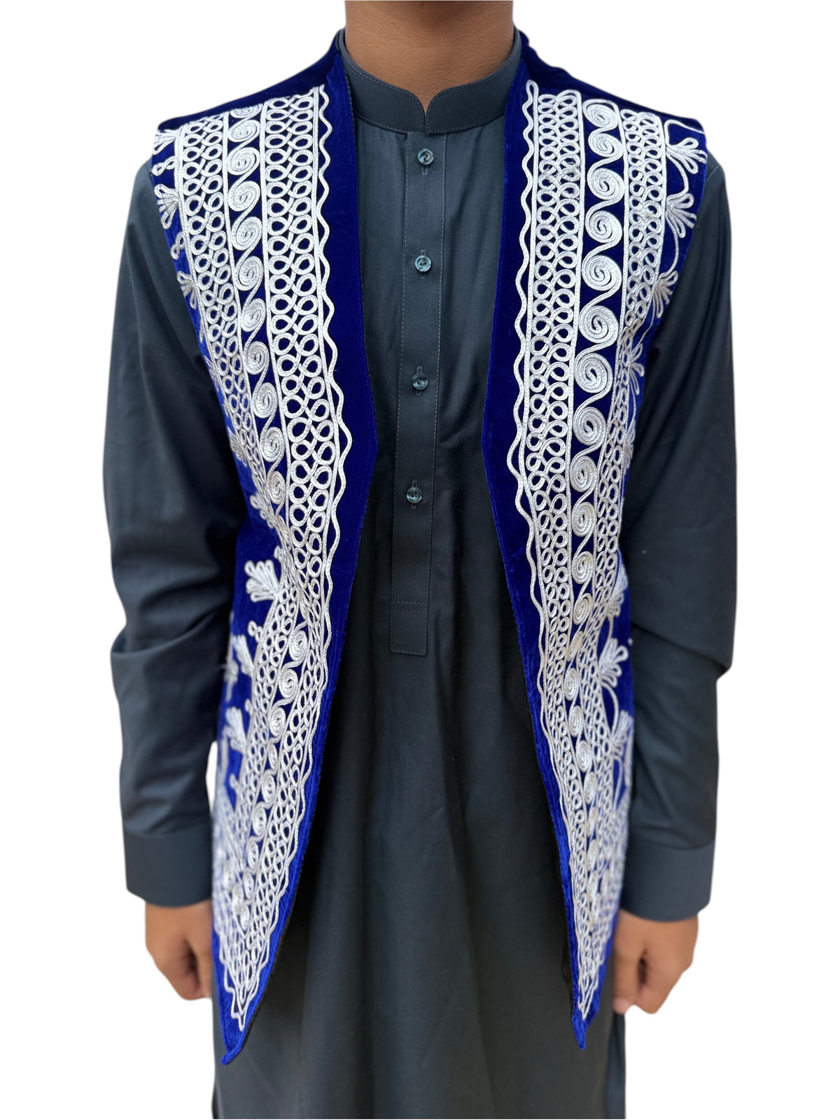 Traditional Afghan Waistcoat - Blue
