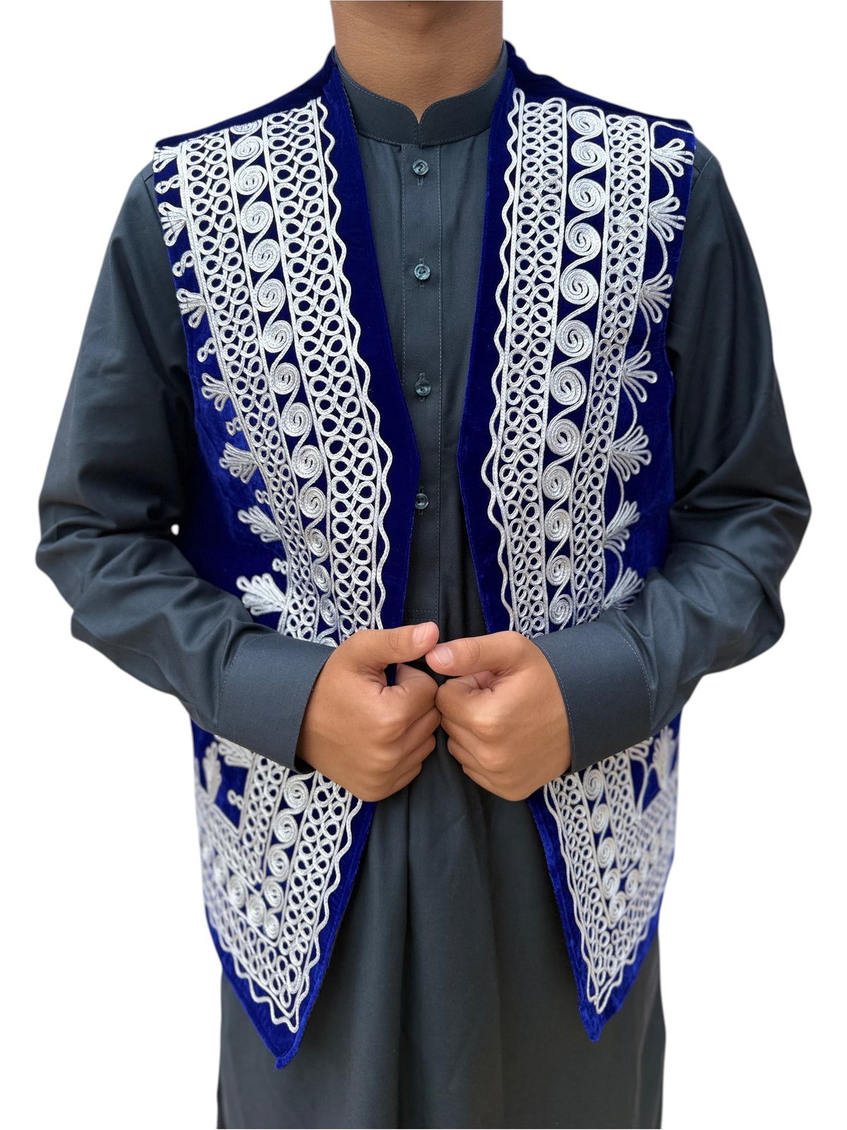 Traditional Afghan Waistcoat - Blue